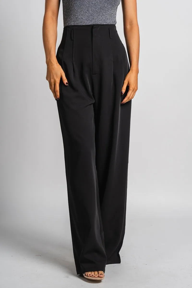 High waist wide leg pants black