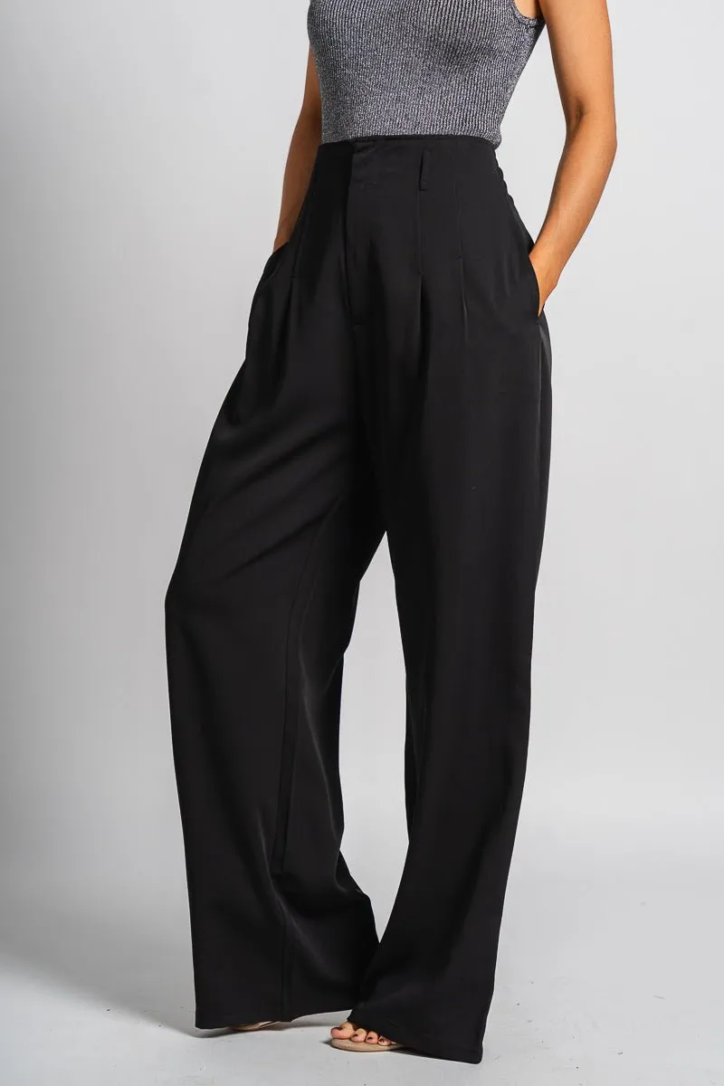 High waist wide leg pants black