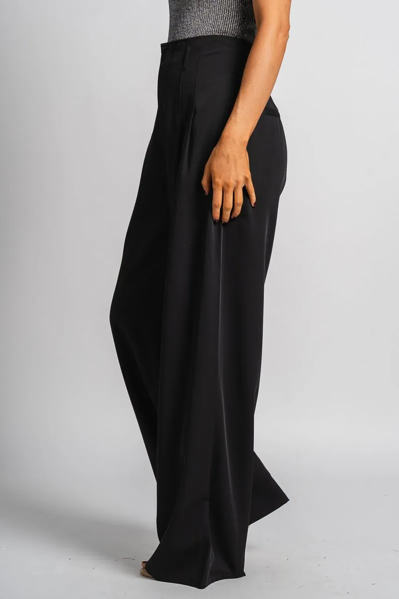 High waist wide leg pants black