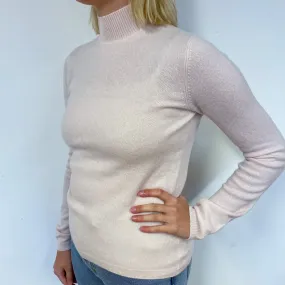 Ice Pink Cashmere Polo Neck Jumper Small