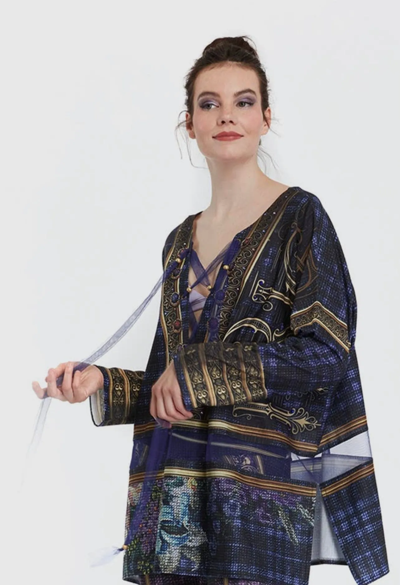 IPNG Long Illusion Tunic Blouse - Back to Black