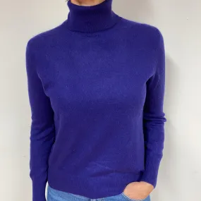 Iris Purple Cashmere Polo Neck Jumper Medium