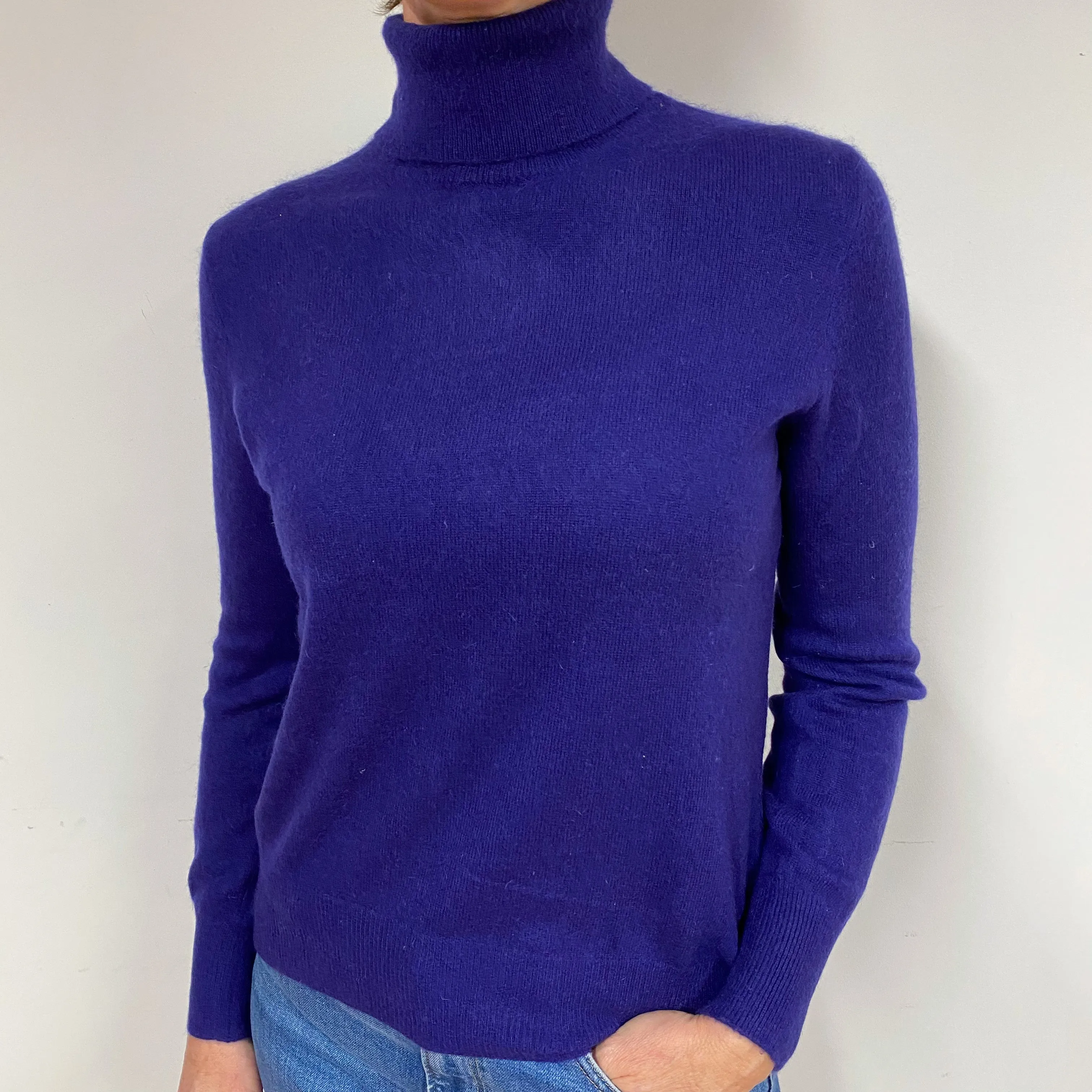 Iris Purple Cashmere Polo Neck Jumper Medium