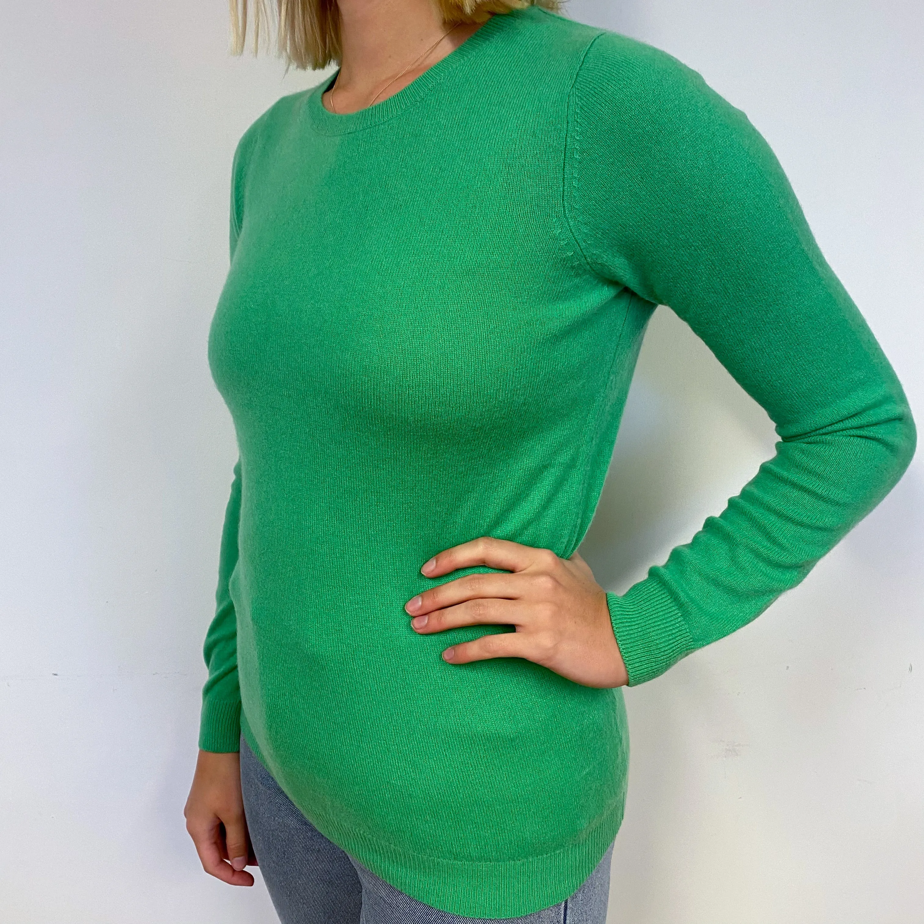Jade Green Cashmere Crew Neck Jumper Small
