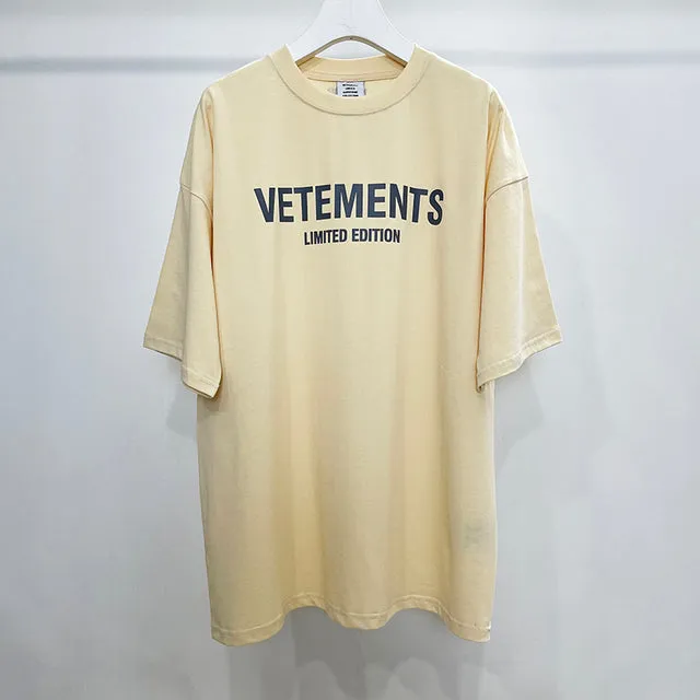 James Vetements Korte Mouw T-shirt - Casual Losse Heren T-shirt met Opdruk