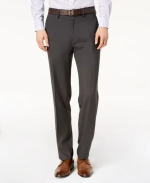 Kenneth Cole Reaction Mens Modern fit Dress Pants 38 / 30 Grey Solid Stretch