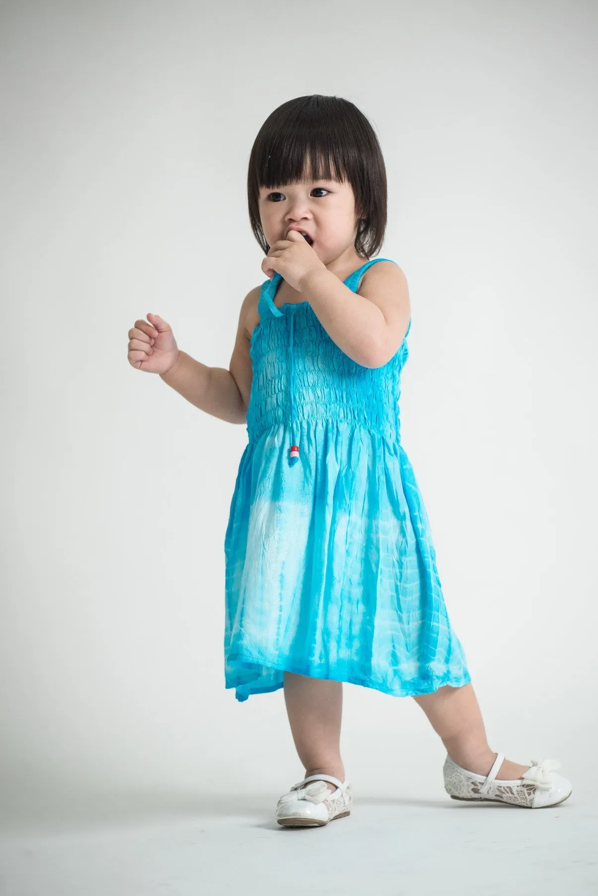 Kids Tie Dye Smock Dress in Blue