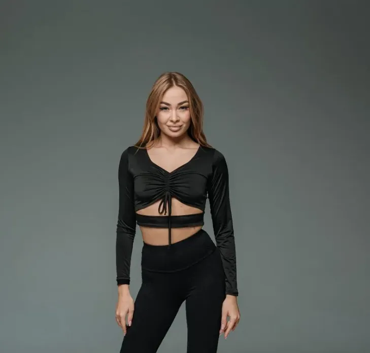 Ladies Dance Blouse Style Top Puff/Black Pra 1280