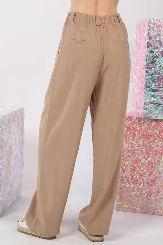 Linen Pleated Wide Leg Pant (Plus)