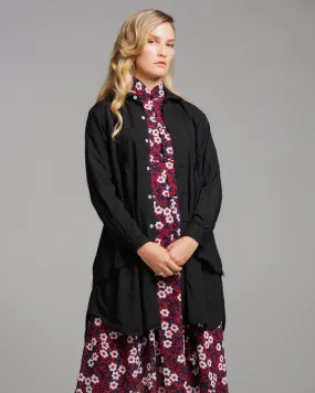 Long Black Raw-Cut Shirt