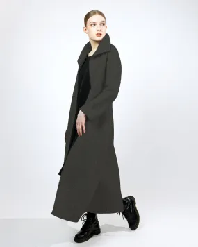 Loru Boiled Wool Coat, Dark Grey