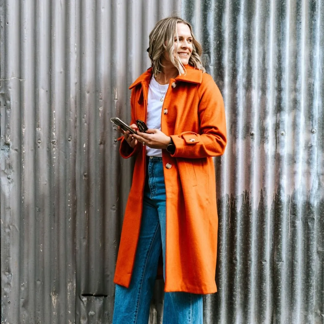 Maddie Women's Wool Coat - Pumpkin