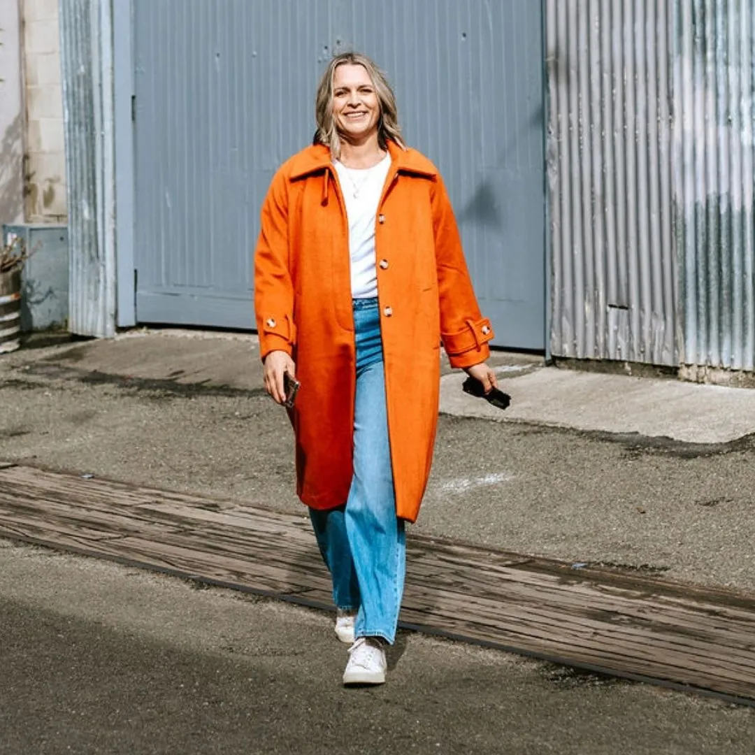 Maddie Women's Wool Coat - Pumpkin