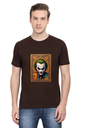 Male Classic Crew T-Shirt - Coffee Brown with Joker Print