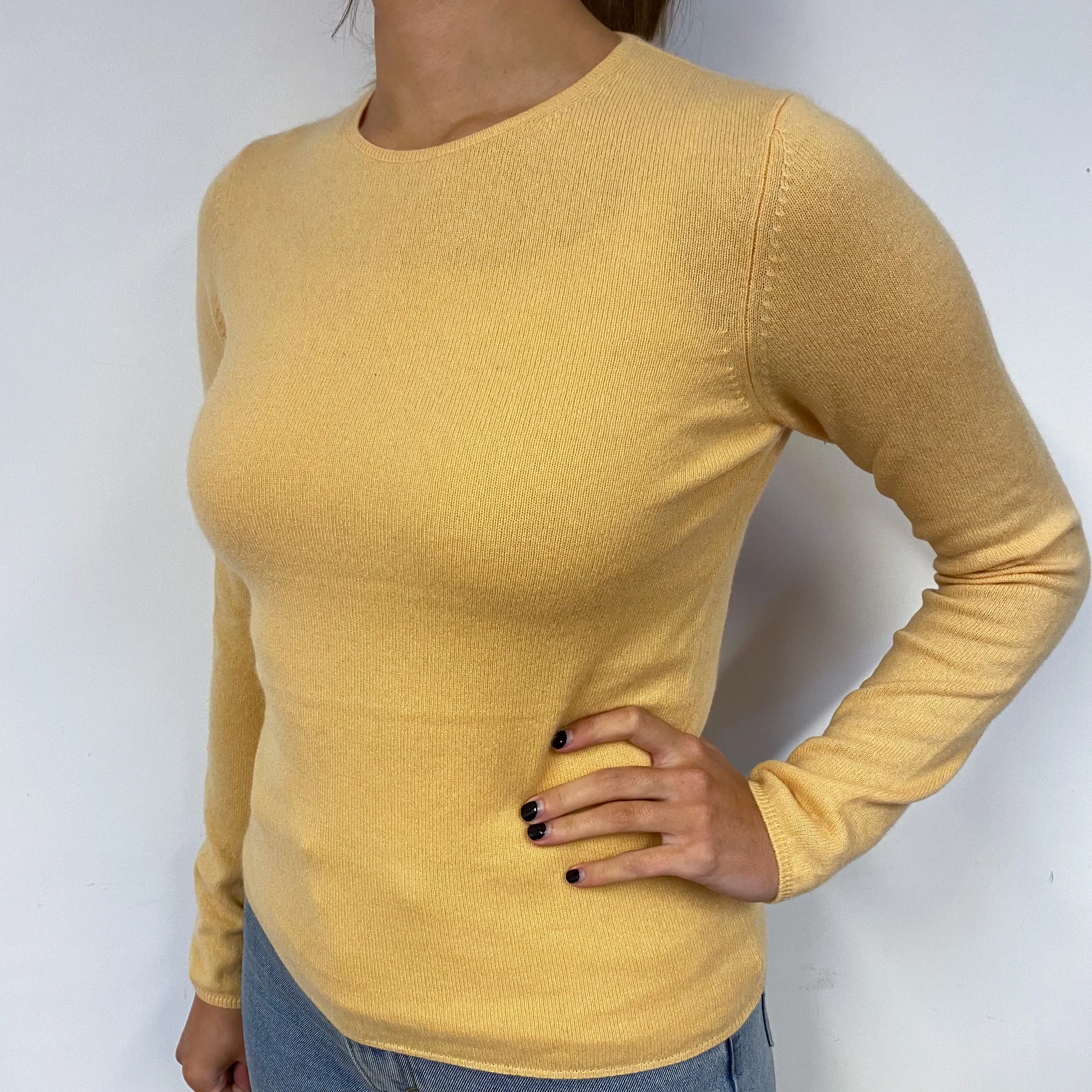 Marigold Yellow Cashmere Crew Neck Jumper Small