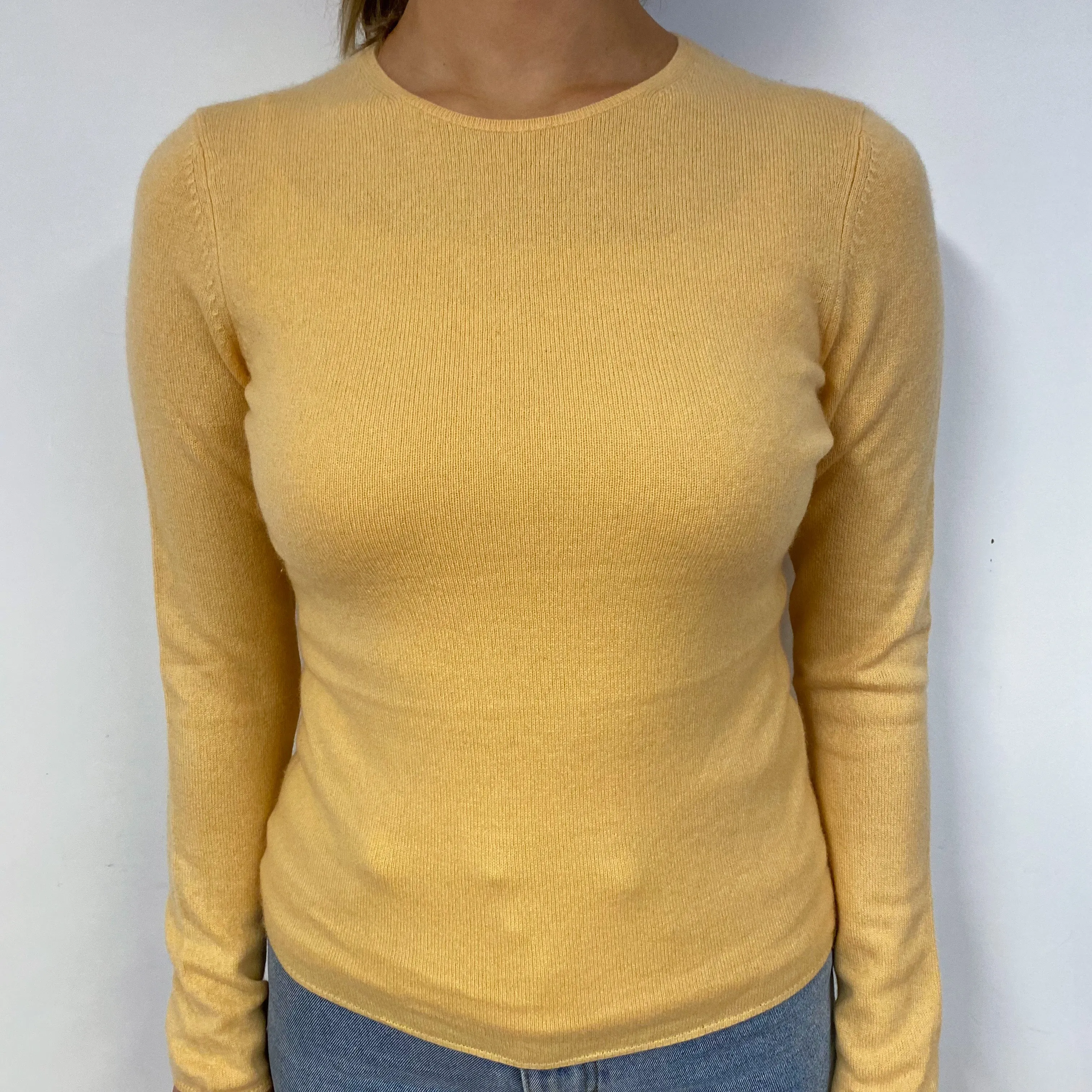 Marigold Yellow Cashmere Crew Neck Jumper Small
