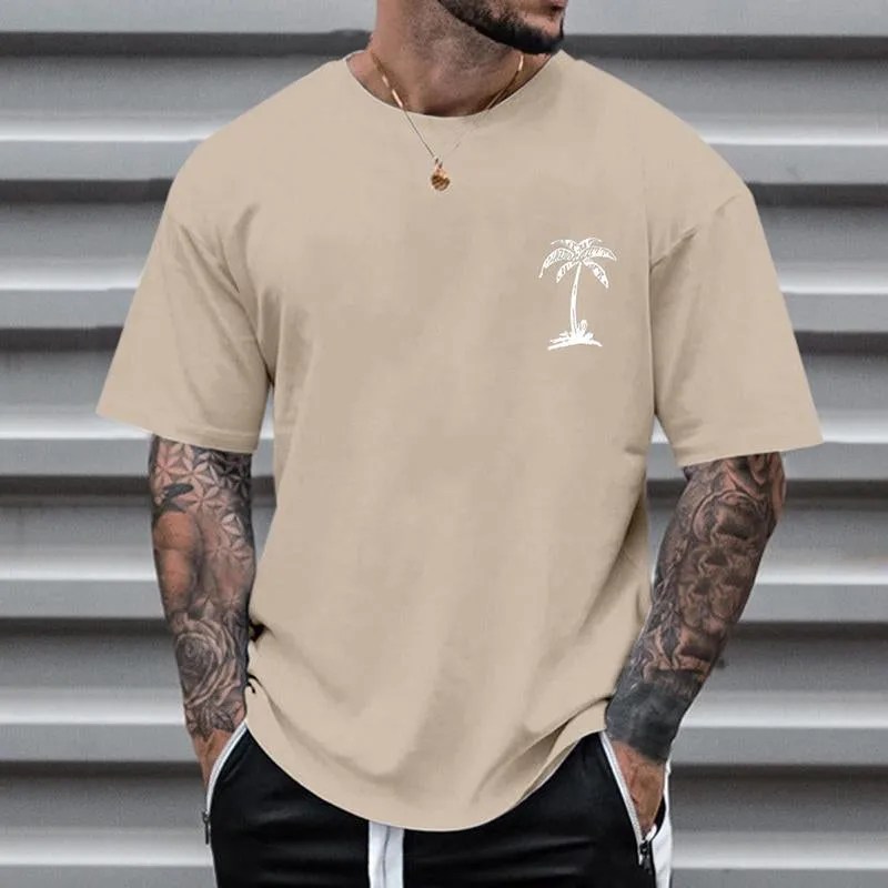 Men's Casual Coconut Tree Round Neck T-Shirt 38037043TO