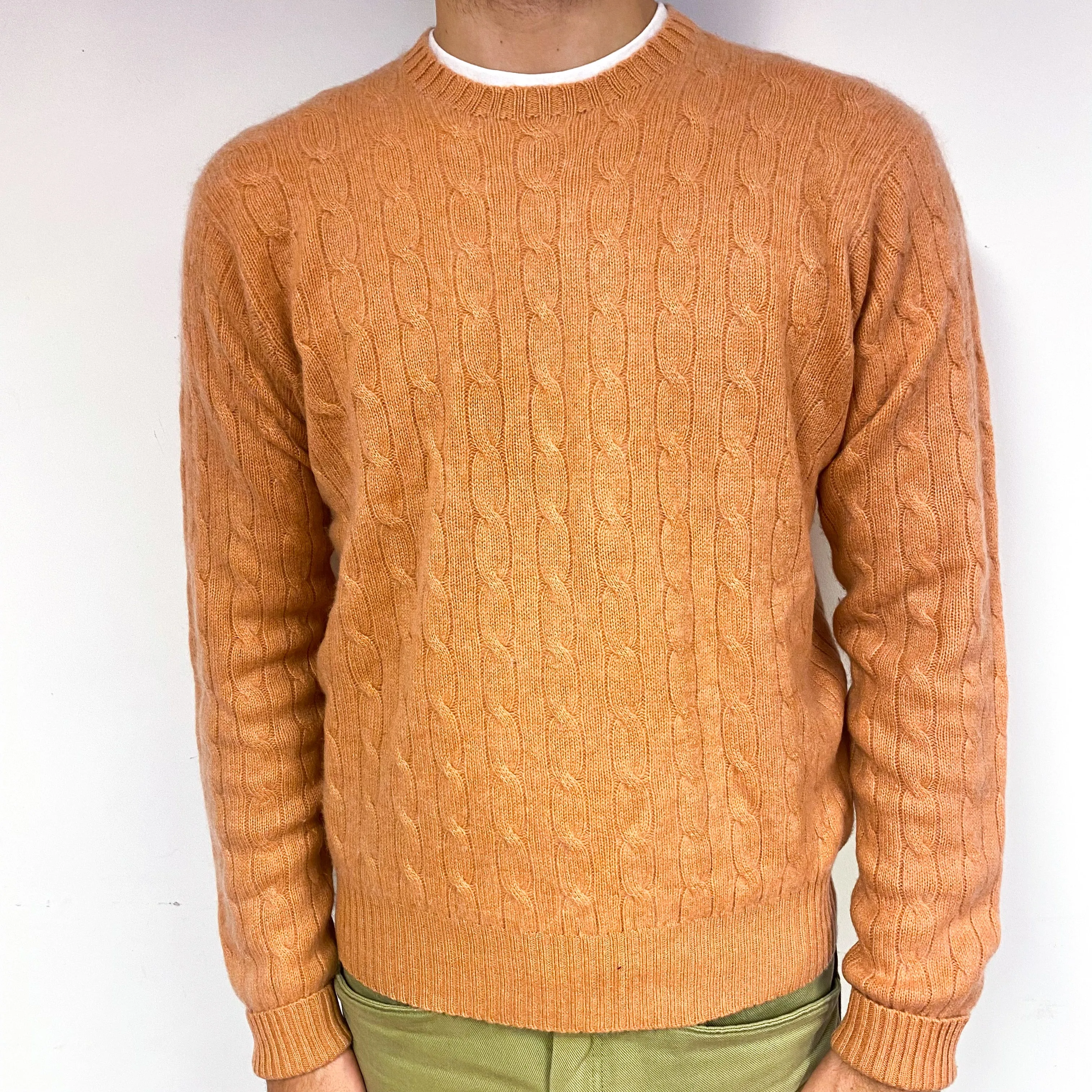 Men's Ralph Lauren Orange Cashmere Crew Neck Jumper Large