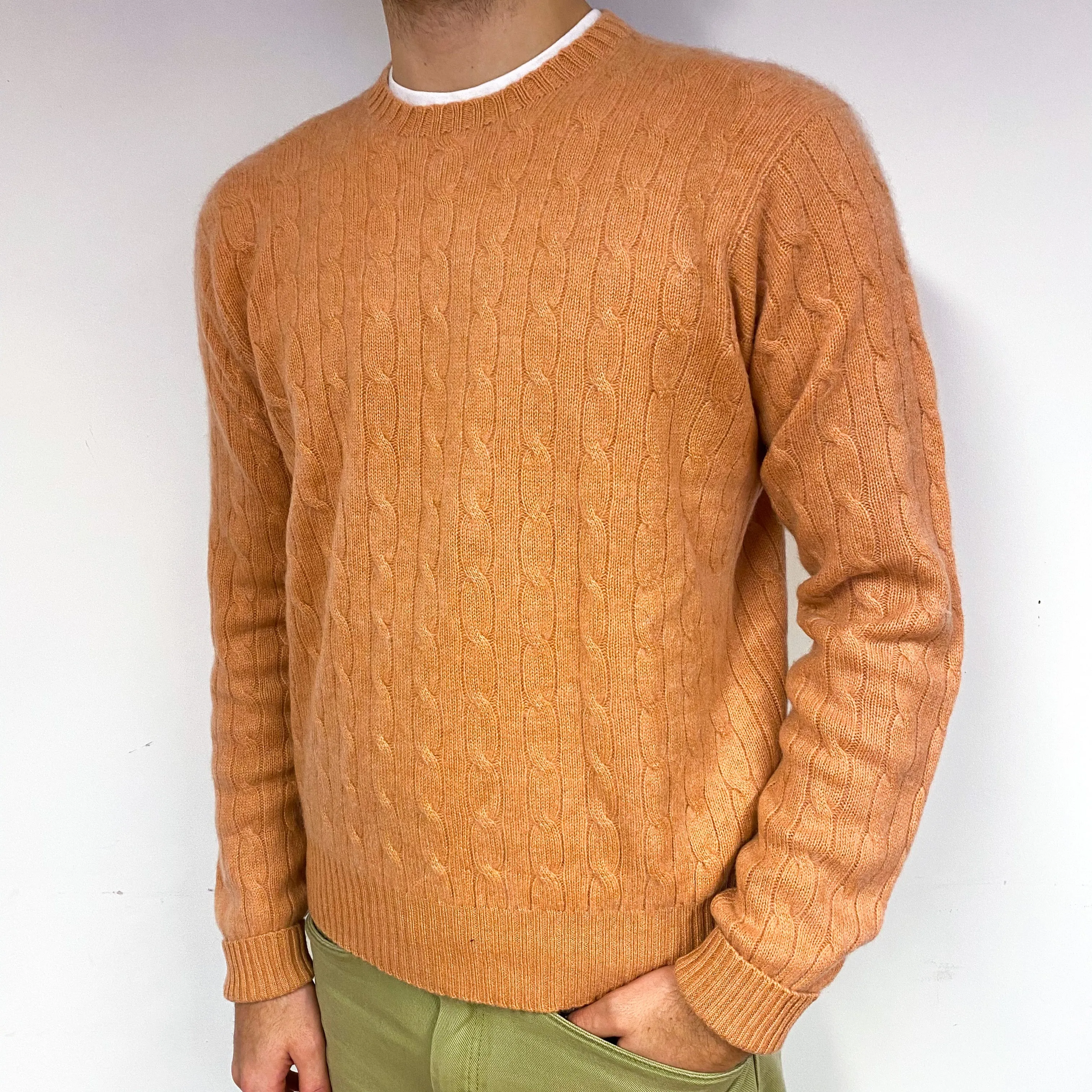 Men's Ralph Lauren Orange Cashmere Crew Neck Jumper Large