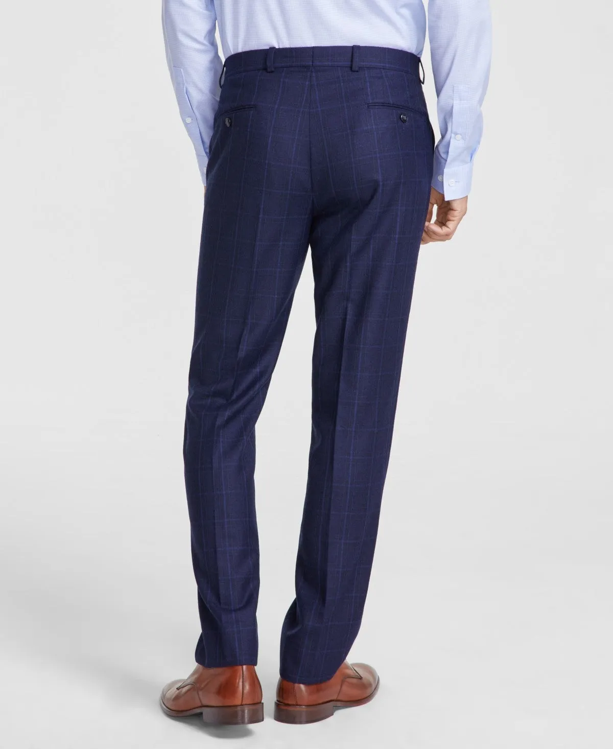 Michael Kors Mens Classic fit Dress Pants 36 / 32 Blue Plaid Stretch