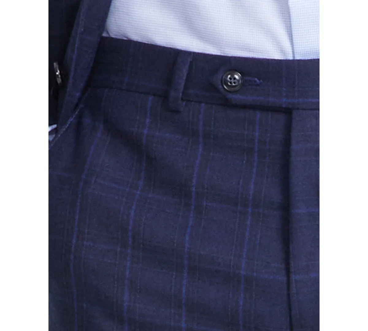 Michael Kors Mens Classic fit Dress Pants 36 / 32 Blue Plaid Stretch