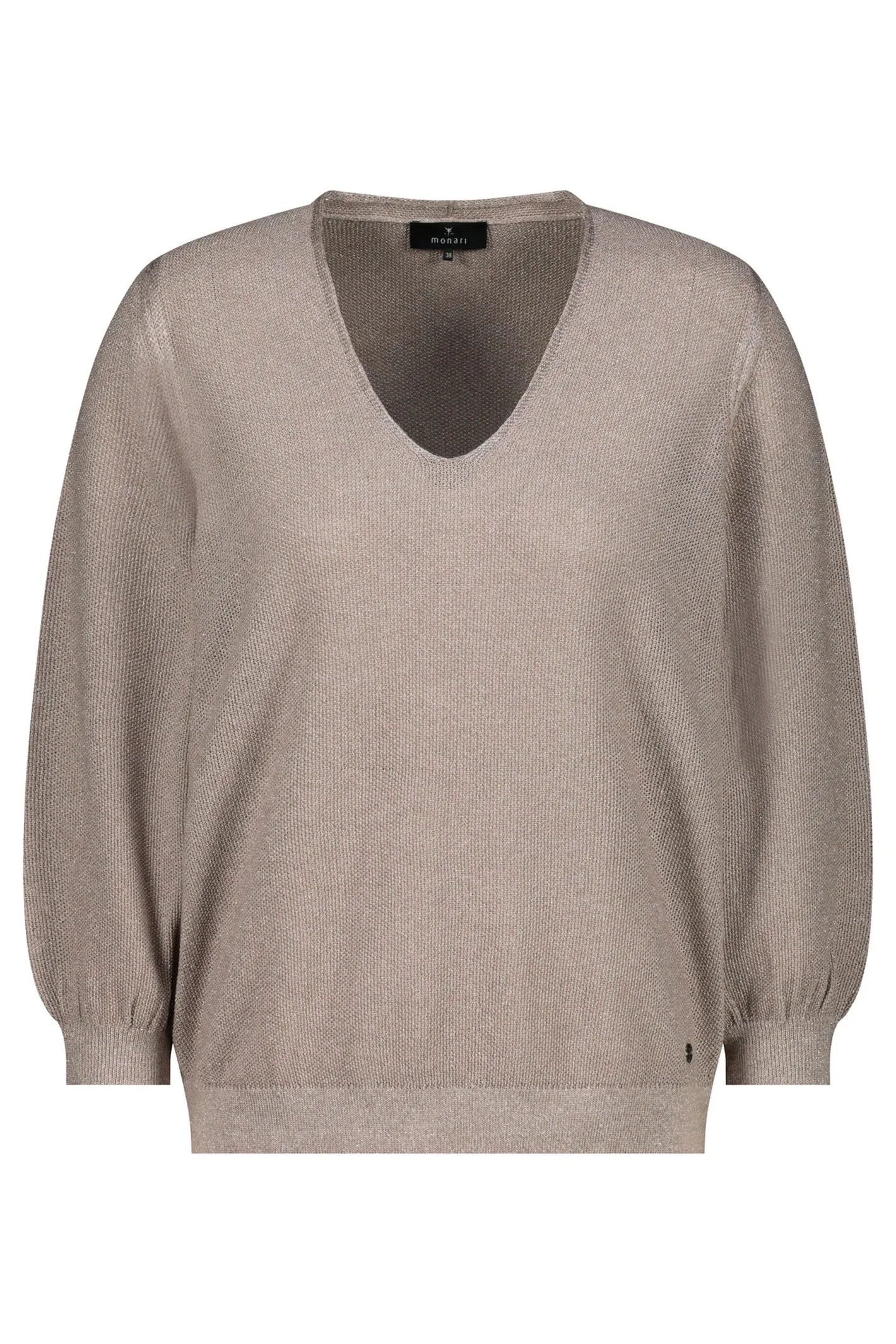 Monari 409248 Dark Linen Brown Thelma V-Neck Jumper