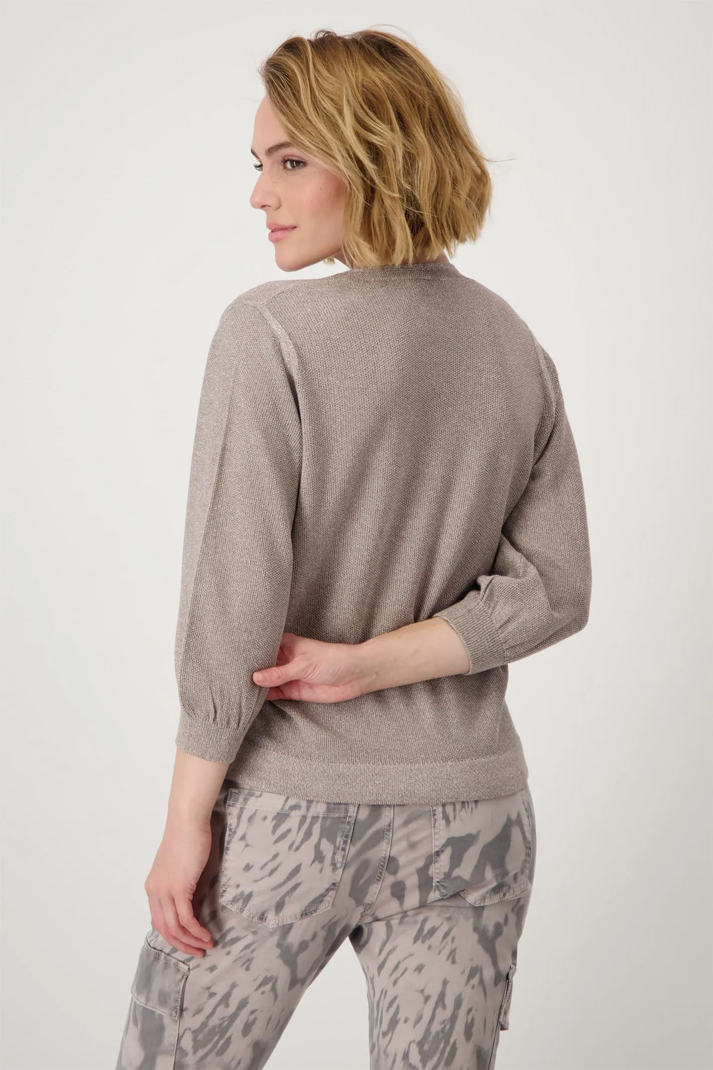 Monari 409248 Dark Linen Brown Thelma V-Neck Jumper