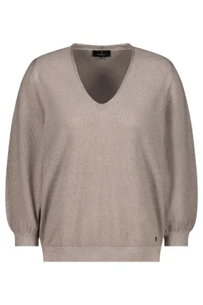 Monari 409248 Dark Linen Brown Thelma V-Neck Jumper