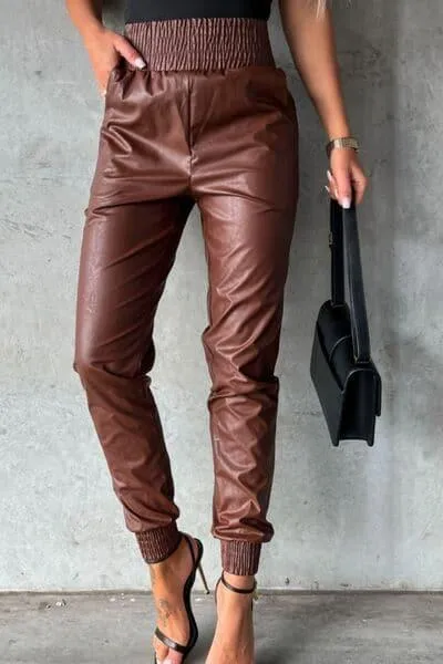 No Promises Smocked High Waist Pants with Pockets