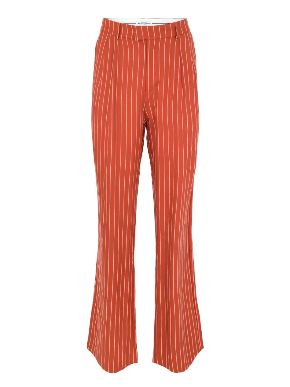 Nonchalant Harlow Pant in Rust/White Stripe