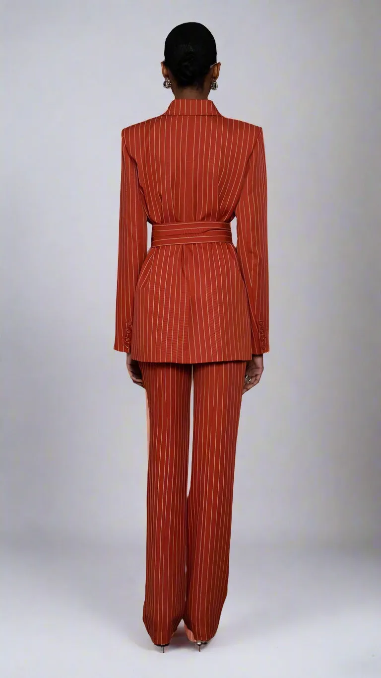 Nonchalant Harlow Pant in Rust/White Stripe