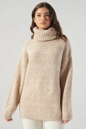 Oatmeal Turtleneck Tunic Sweater