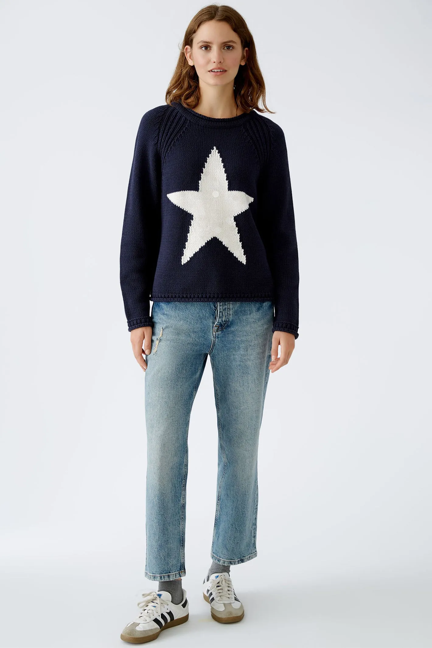 Oui 90155 Dark Blue White Sequin Star Jumper
