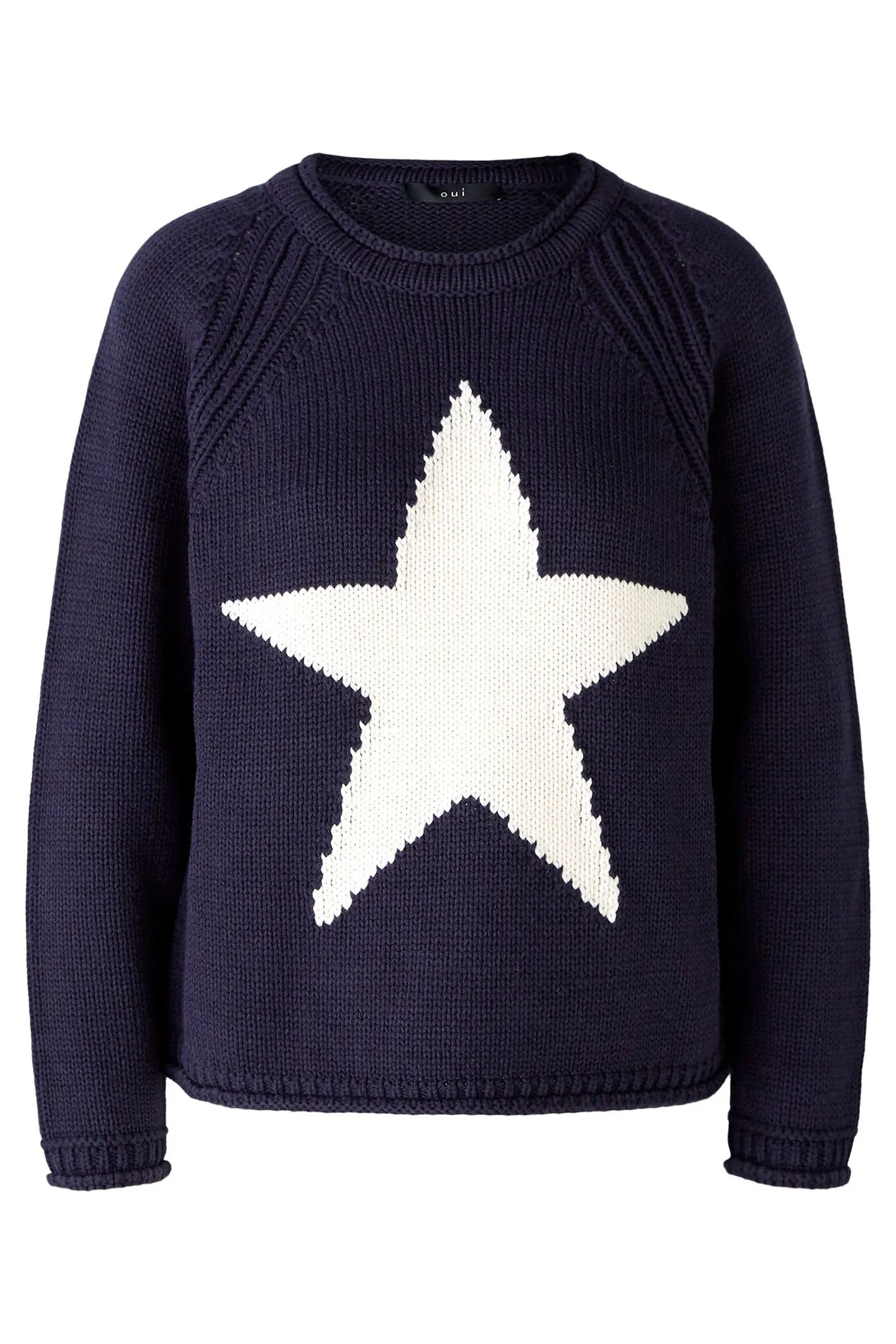 Oui 90155 Dark Blue White Sequin Star Jumper