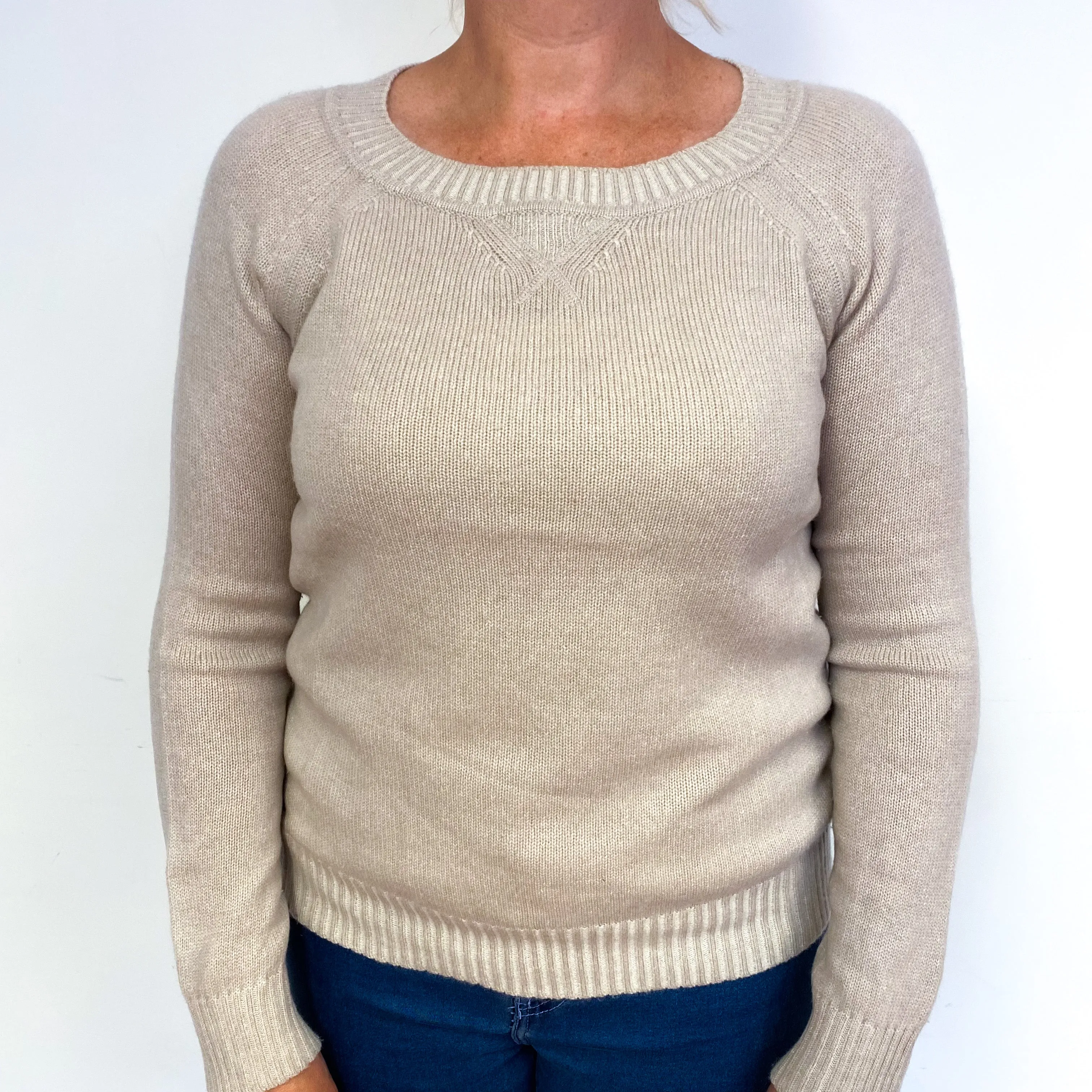Pale Fawn Cashmere Crew Neck Jumper Large