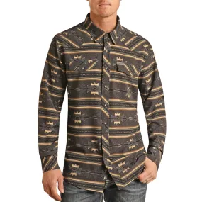 Panhandle Men's Slim Fit Aztec Print Snap Shirt