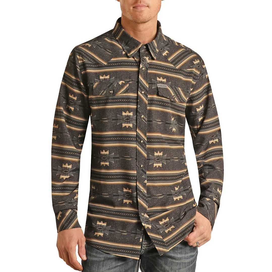 Panhandle Men's Slim Fit Aztec Print Snap Shirt