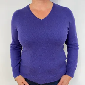 Pansy Purple Cashmere V-Neck Jumper Large