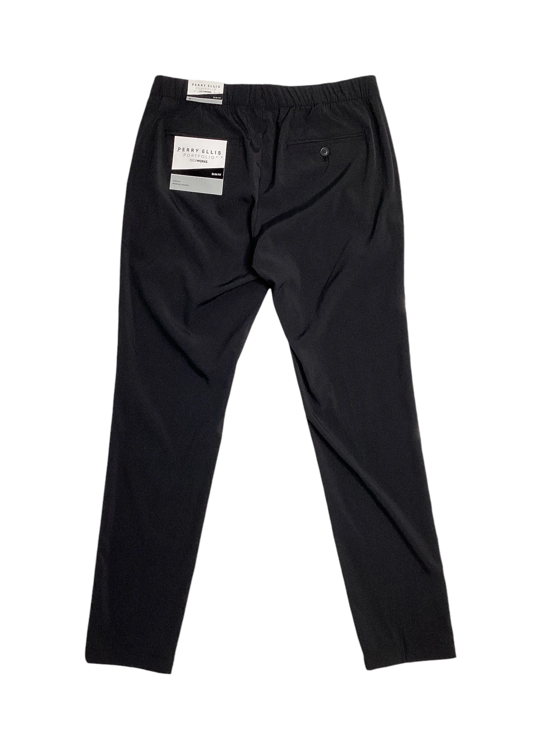 Perry Ellis Portfolio Mens Slim fit Dress Pants Medium Black Solid