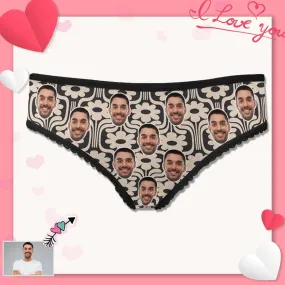 Personalized Flower Classical Underwear for Her Custom Face Women's High-cut Briefs