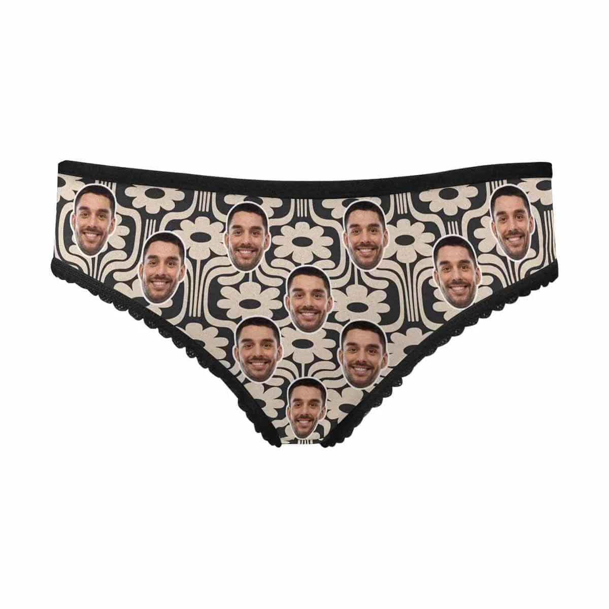 Personalized Flower Classical Underwear for Her Custom Face Women's High-cut Briefs