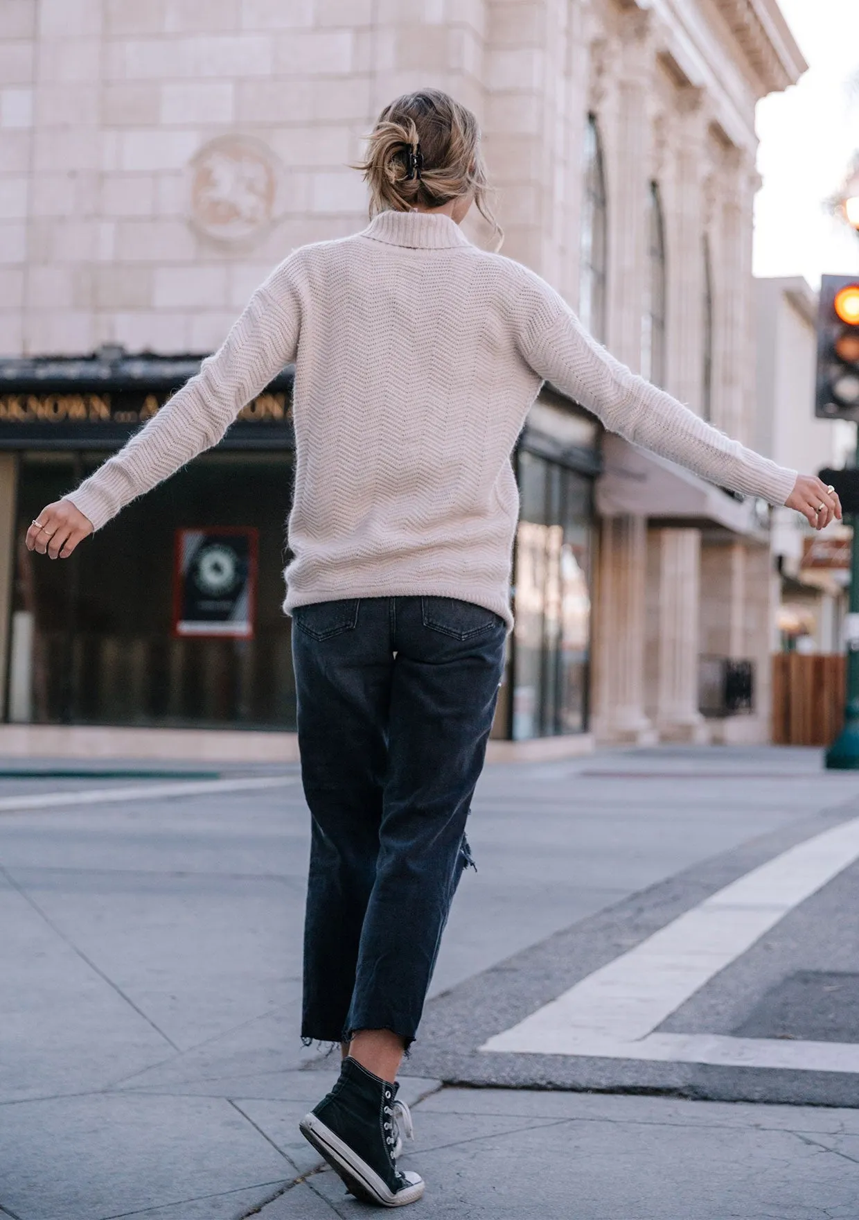 Petal Textured Knit Shawl Collar Sweater