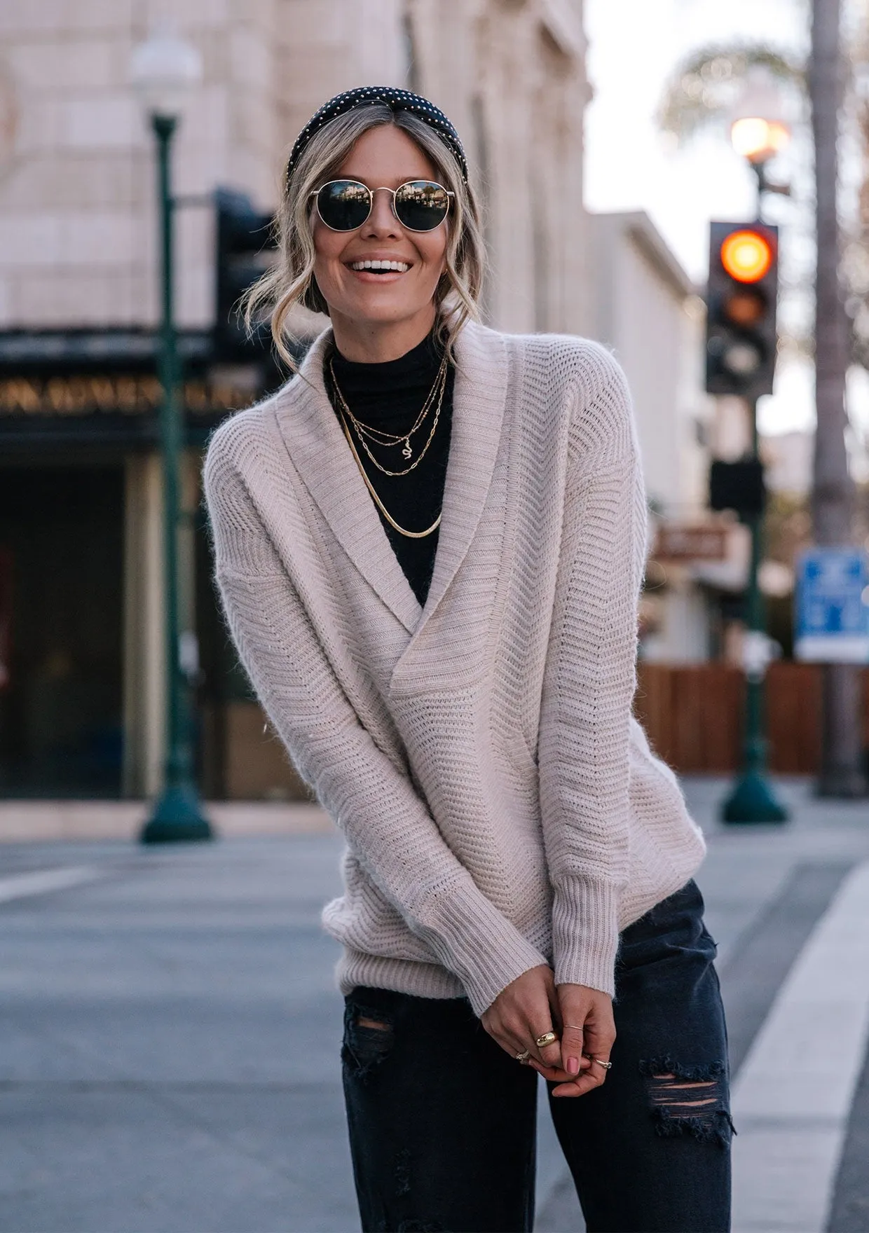 Petal Textured Knit Shawl Collar Sweater