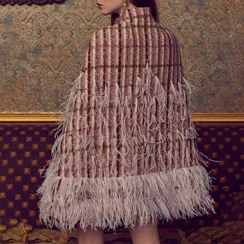 Pink Plaid Covered Midi Dress