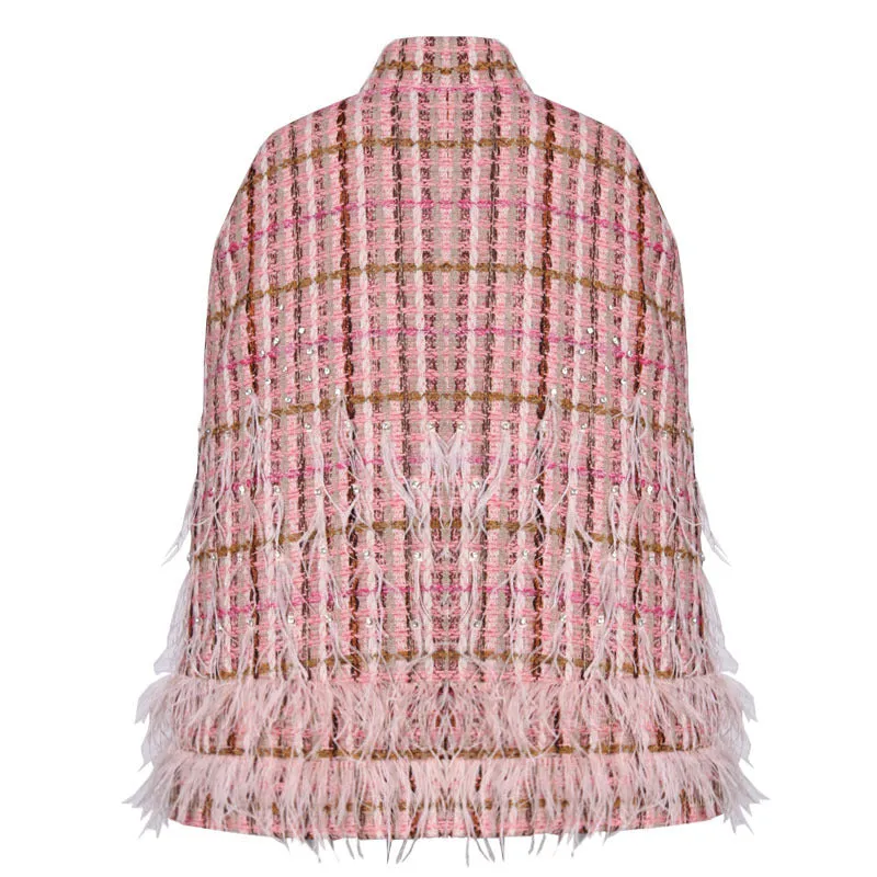 Pink Plaid Covered Midi Dress