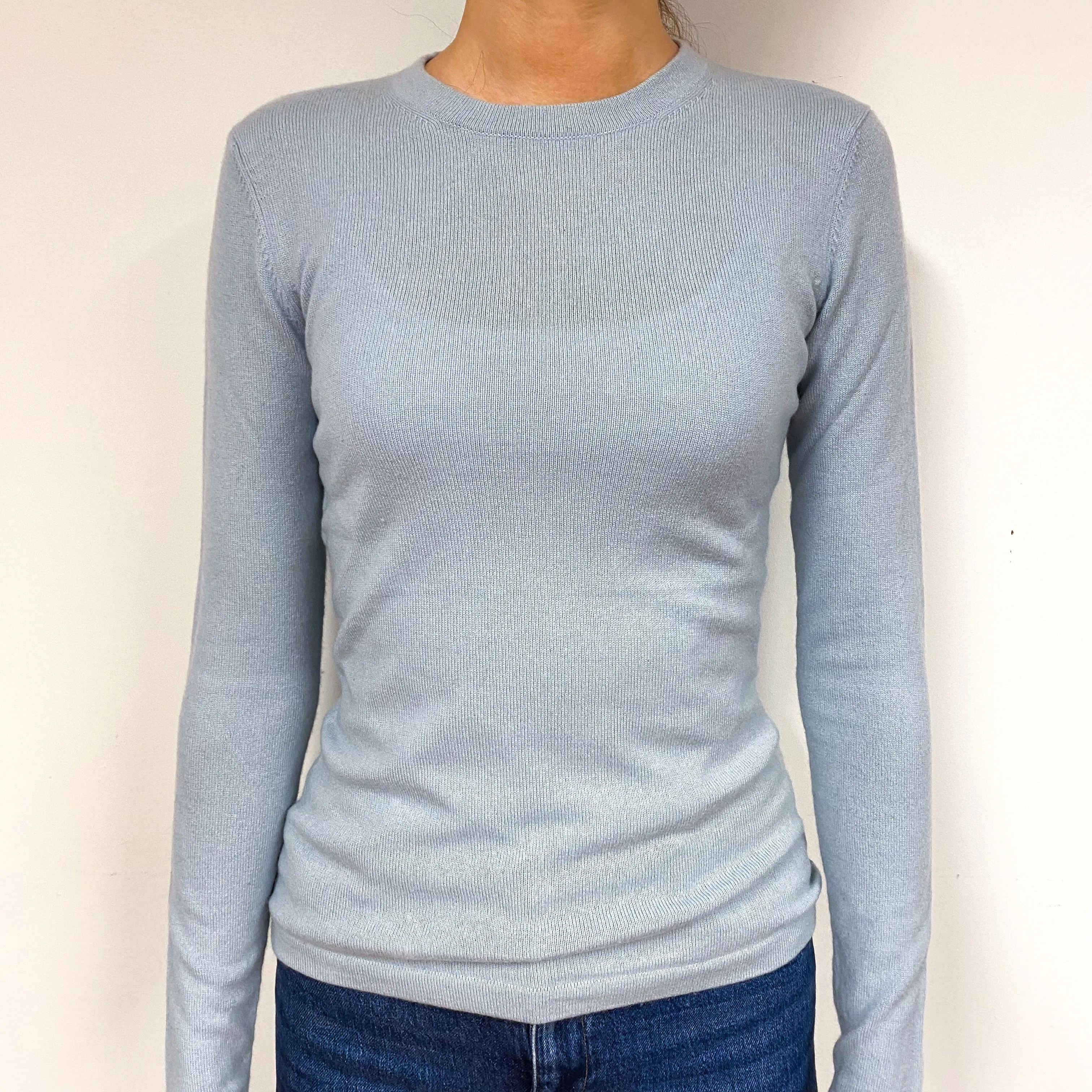 Powder Blue Cashmere Crew Neck Jumper Extra Small