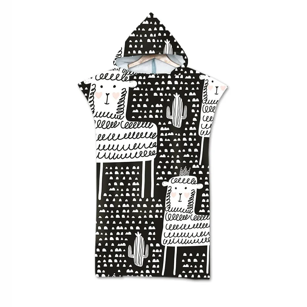 Printed Alpaca Microfiber Hooded Towel