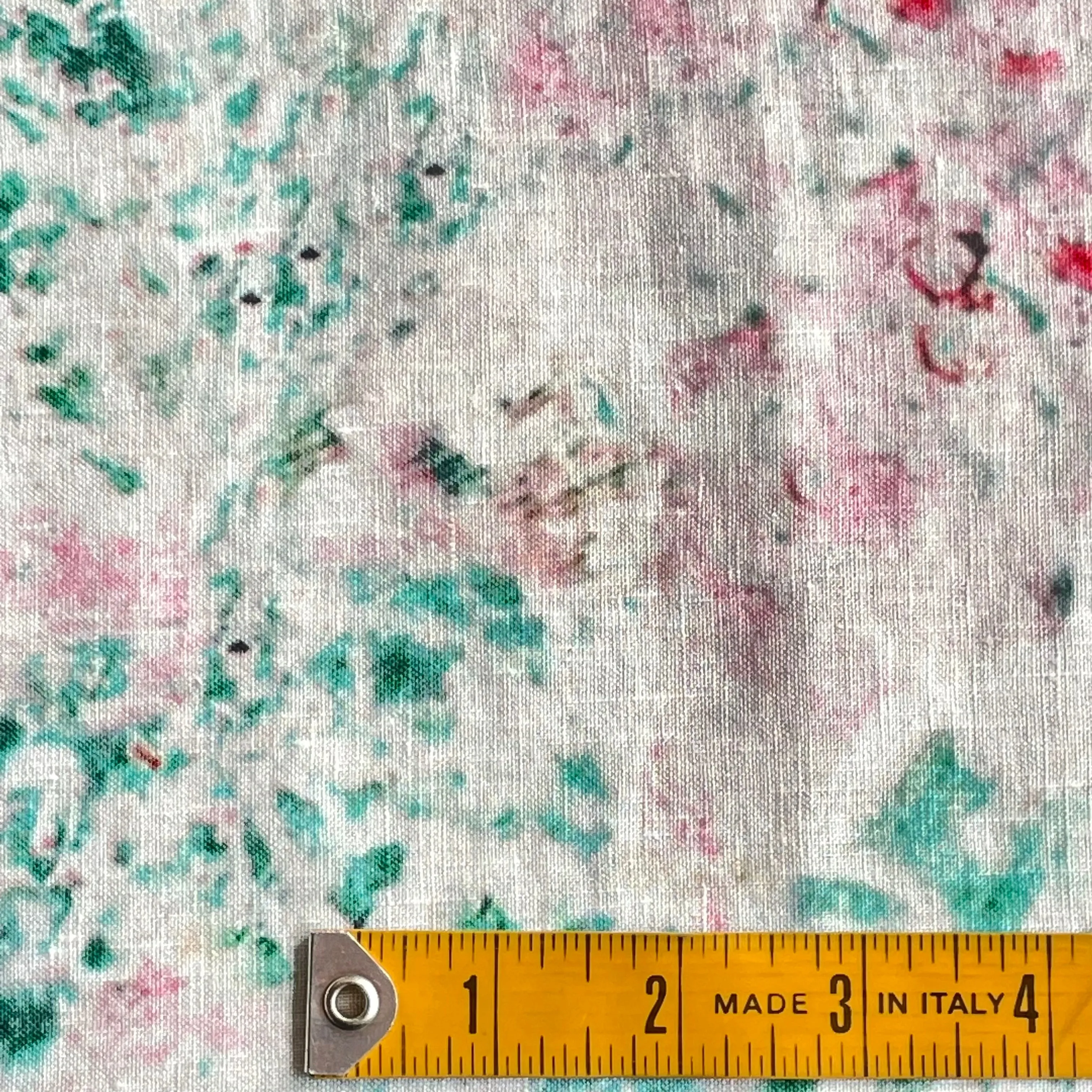 Remnant of Floral Fade Out Washed Printed Linen
