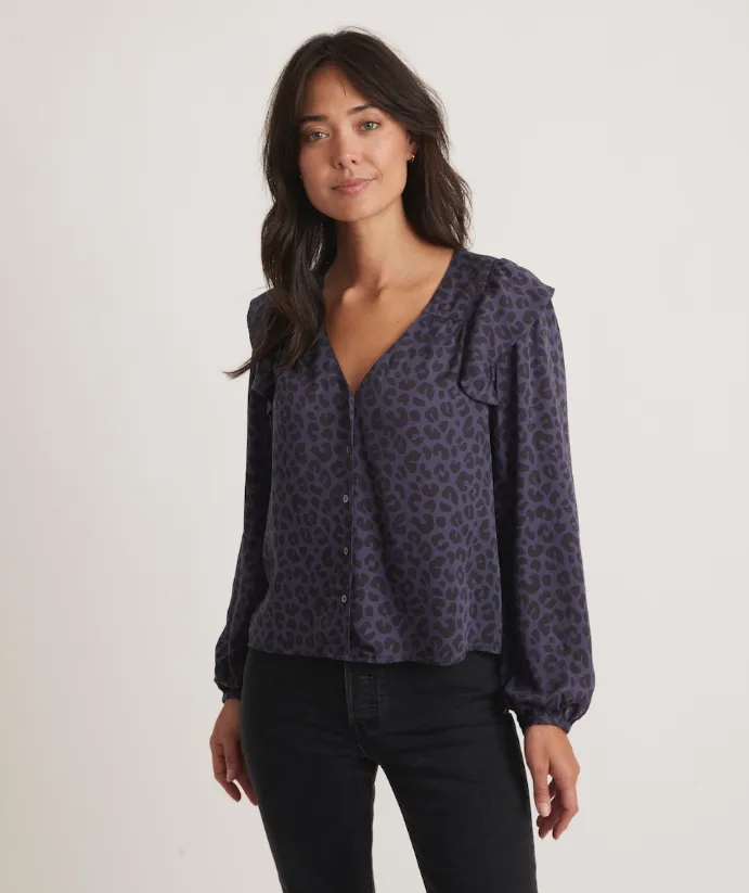 Rory LS Ruffle Blouse - Cheetah