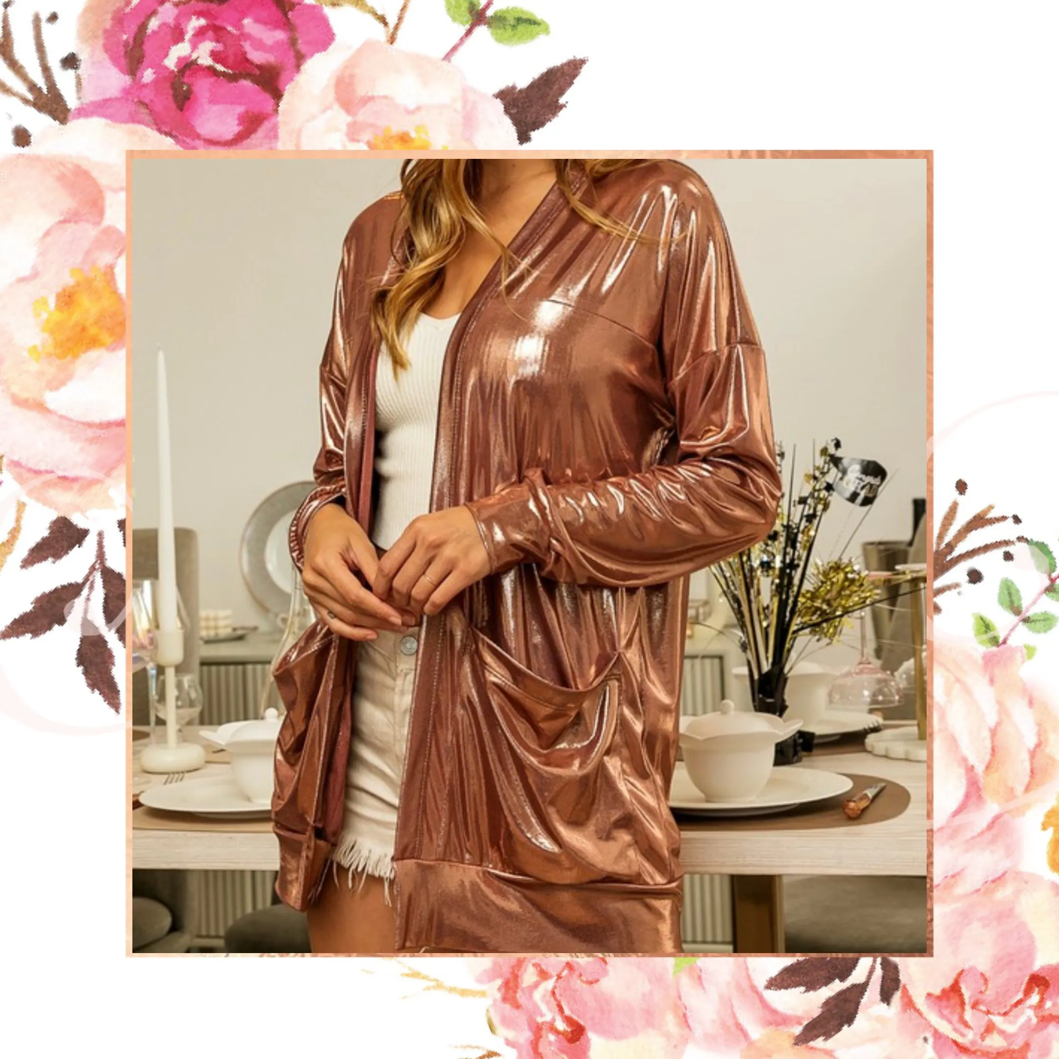 Rose Gold Foiled Cardi